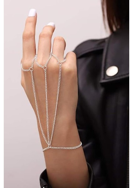 Funk Tam El Gümüş Rengi Şahmeran Bileklik indirimleri