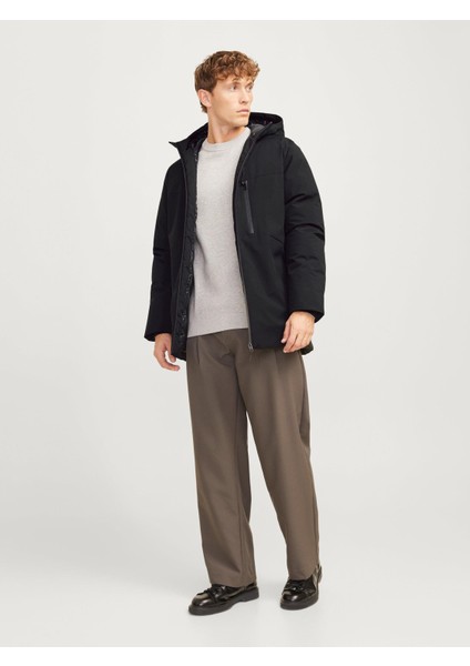 Jjpayne Kapşonlu Erkek Parka Mont Ceket Siyah 12256884 V2