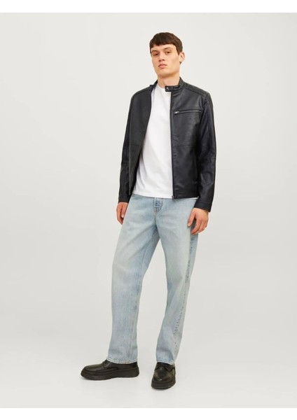 Jjedylan Clean Pu Biker Erkek Mevsimlik Mont Siyah 12261196 V4