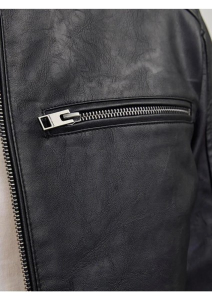 Jjedylan Clean Pu Biker Erkek Mevsimlik Mont Siyah 12261196 V4