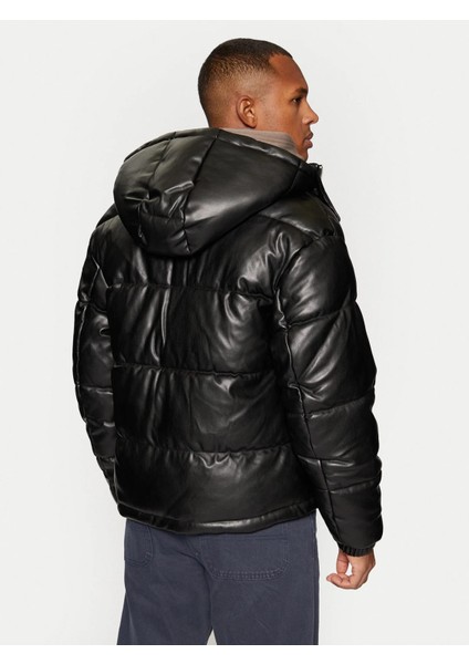 JCOTERRAIN Şişme Pu Deri Kapüşonlu Mont Kaban Siyah 12269722 fırsatları