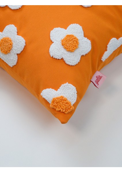 PAPATYA - Çiçek Desenli Punch Kırlent Kılıfı - Turuncu modelleri