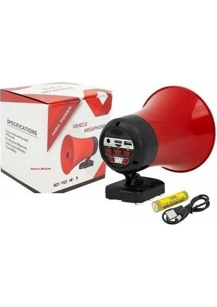 Mıknatıslı Araç Üstü (Bluetooth - USB -Sd Kartlı - Şarjlı) 18650 Pilli 50 Watt Harici Horn Hoparlör fırsatları