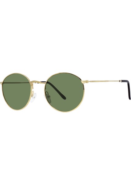 Retro Yuvarlak Unisex Güneş Gözlüğü Altın Çerçeve Yeşil Polarize Cam
