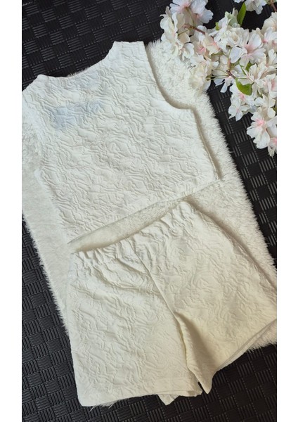 Kız Çocuk Crop Bluz Şort Etek Takım