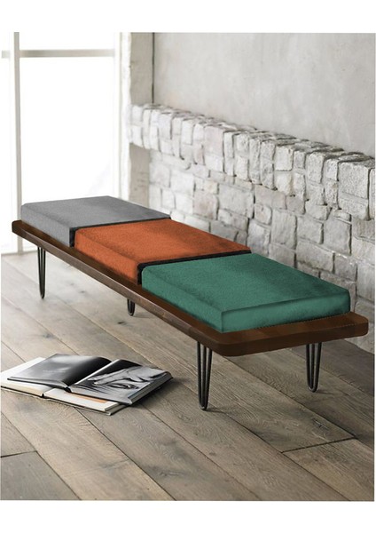 3 Renk Ahşap Panel Bench Puf