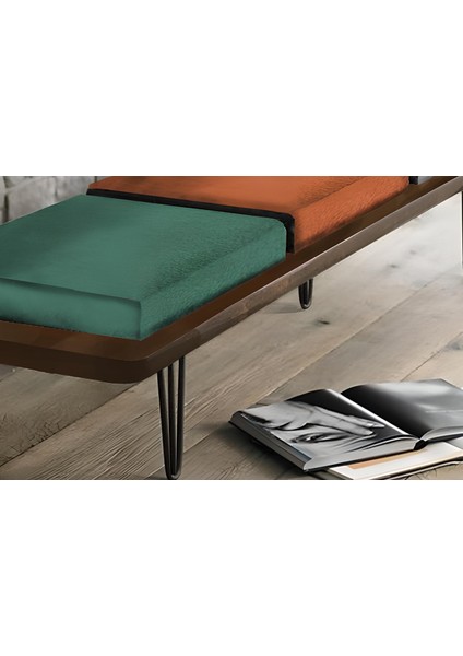 3 Renk Ahşap Panel Bench Puf
