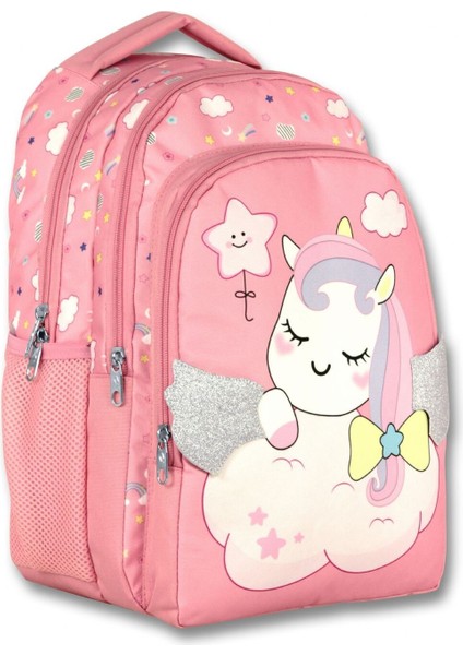 Ümit Çanta Cennec Pembe Simli Kanatlı Unicorn Ilkokul Çantası - Kız Çocuk