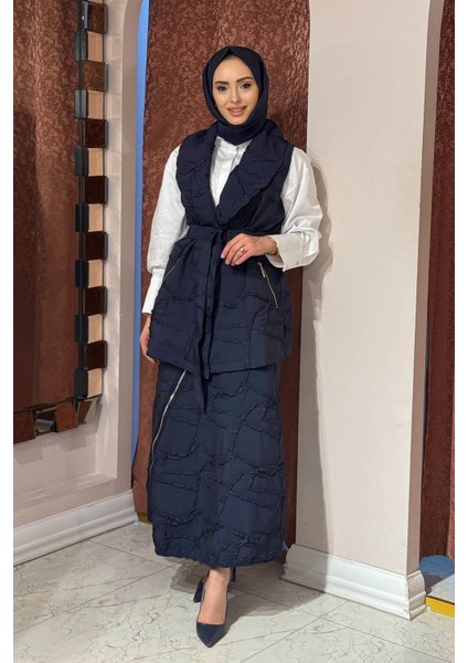 Nurcan Çetin Etekli Takım 25483 Lacivert