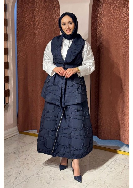 Nurcan Çetin Etekli Takım 25483 Lacivert