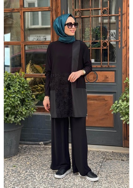 Nurcan Çetin Pantolonlu Takım 25419 Siyah