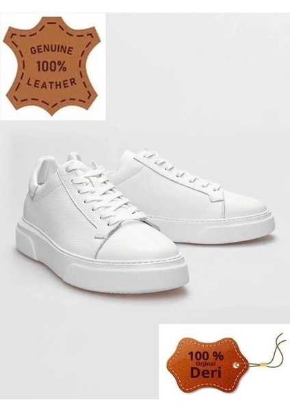 Makras 777 Tommy Beyaz Deri Erkek Sneaker Casual Ayakkabı V1