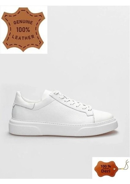 Makras Exclusıve Tommy 777 Beyaz Deri Erkek Sneaker Ayakkabı V1