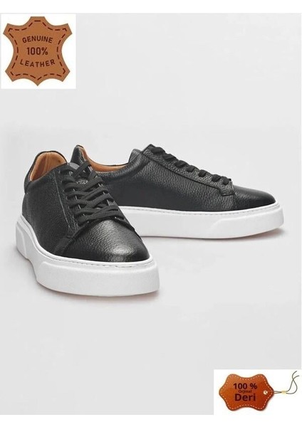 Oregon Shoes Makras 777 Tommy Siyah Beyaz Deri Erkek Sneaker Casual Ayakkabı V1