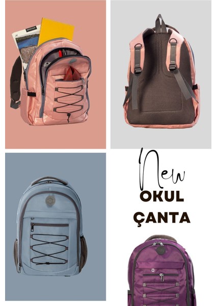 Siyah Okul Sırt Çantası | 7509 Siyah Su Geçirmez Kumaş Unisex Çanta modelleri