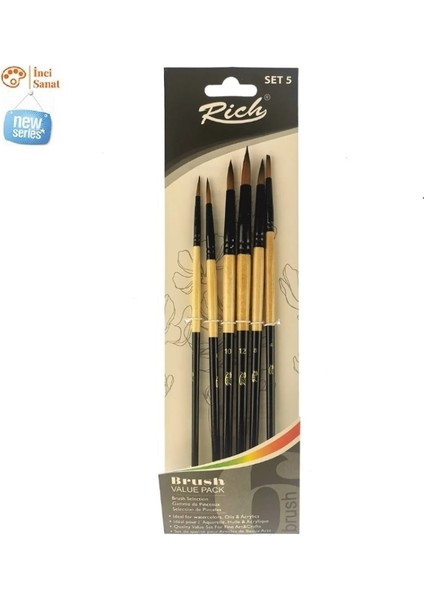 Yeni Seri 6 Lı Yuvarlak Detay Set 6 Adet Fırça (2,4,6,8,10,12 Numara)