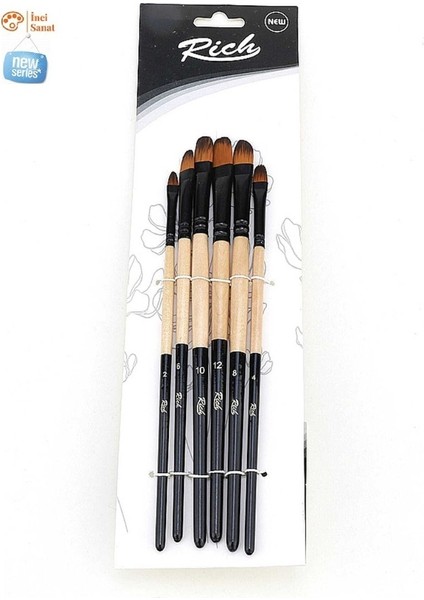 Yeni Seri 6 Lı Kedi Dili Set 6 Adet Fırça (2,4,6,8,10,12 Numara)