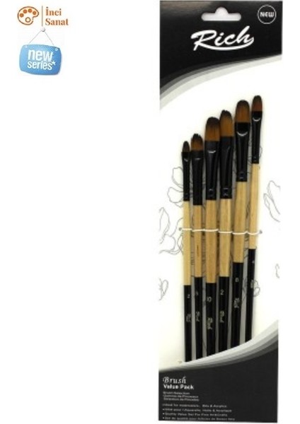 Yeni Seri 6 Lı Kedi Dili Set 6 Adet Fırça (2,4,6,8,10,12 Numara) fiyatları