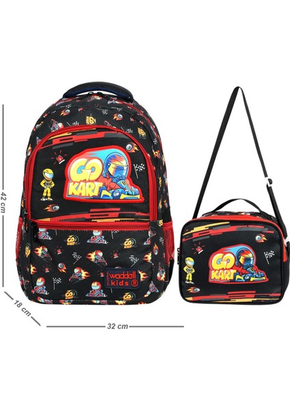 Formula Araba Deri Nakış Desenli Erkek Çocuk Ilkokul Sırt Çantası ve Beslenme Çantası fiyatları
