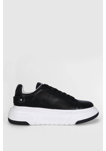 Adel Siyah Deri Kadın Sneaker Ayakkabı 121230017 V2