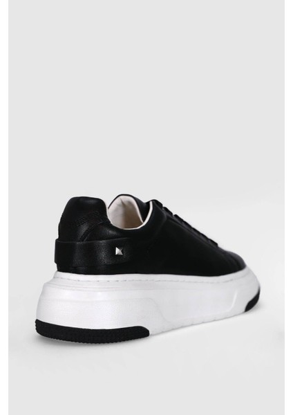 Adel Siyah Deri Kadın Sneaker Ayakkabı 121230017 V2