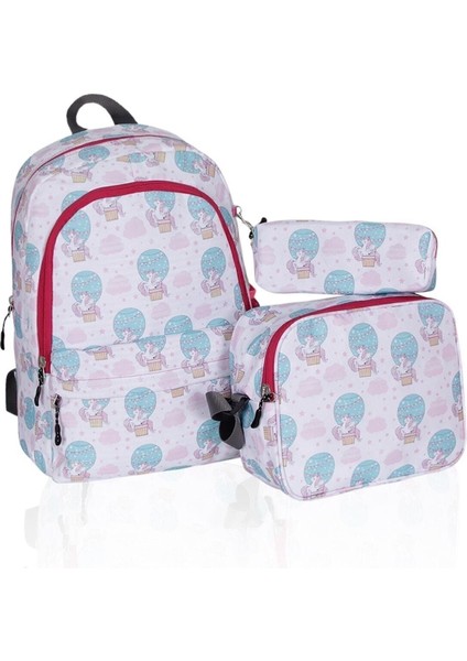 Üçlü Okul Çanta Seti PLCAN2079 321 Unicorn Beyaz