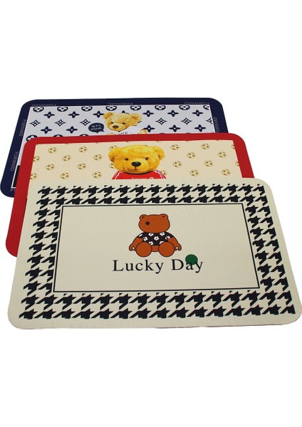 Dikdörtgen Su Emici - Sihirli Banyo Paspası Renkli Desenli - Resimli Elastik 57 x 37.5 cm (4767) - Lisinya