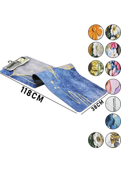 3D Renkli Desenli - D.gen 38 x 118 cm SU Emici Sihirli Banyo Paspas Pvc - Elastik (4767) - Lisinya
