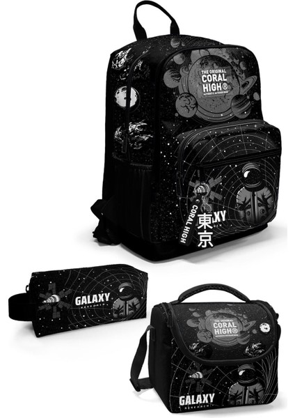 Siyah Galaxy Desenli 3’lü Okul Çanta Seti SET0123644