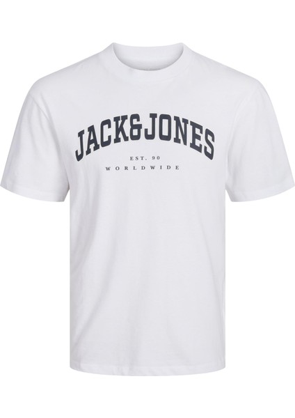 JJECALEB VARSITY 0 Yaka White Erkek Tişört 12257579 fiyatları