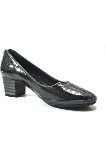 5367 Deri Siyah & Lacivert Anatomik Kısa Kalın Topuklu Kadın Ayakkabı fiyatları