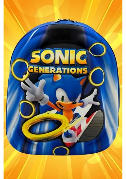 Anaokulu Çocuk Sırt Çantası Kirpi Sonic Karakter 3-6 Yaş 5d Kabartmalı Eva Kumaş Okul Çantası