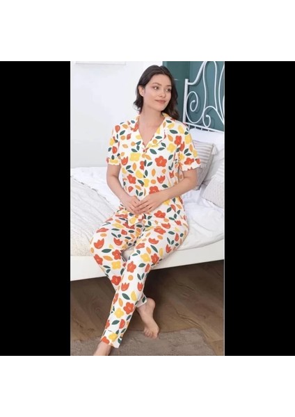 Freshness 109 Çiçekli Patlı Kısa Kol Pijama Takımı