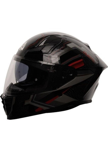 853 Flash Red Black Full Face Motosiklet Kaskı