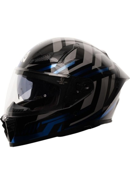 853 Power Blue Black Full Face Motosiklet Kaskı