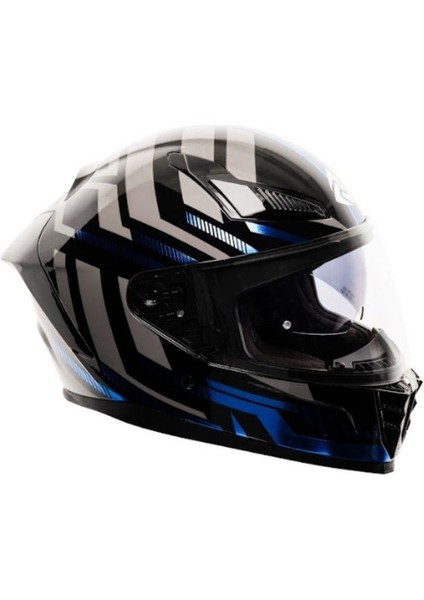 853 Power Blue Black Full Face Motosiklet Kaskı modelleri