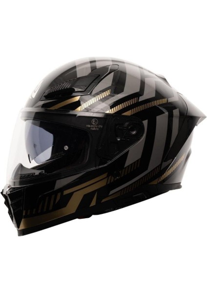 853 Power Gold Black Full Face Motosiklet Kaskı