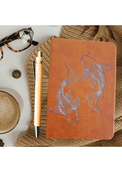 Koi Temalı Defter-Bambu Kalem Seti