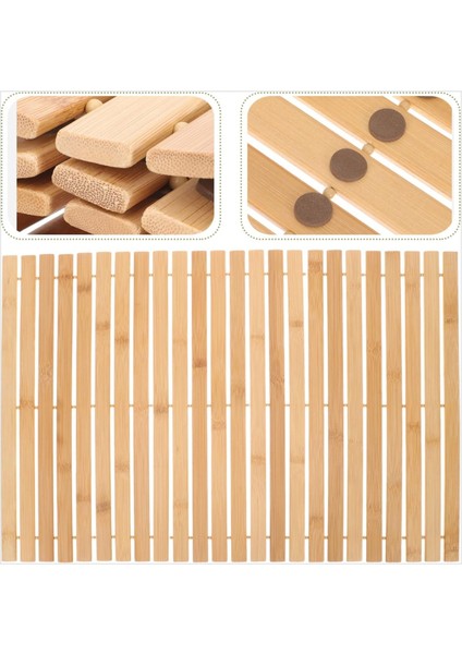 Kaymaz Tabanlı Uzun Ömürlü Bambu Banyo Paspası Halısı - 40 x 61 cm