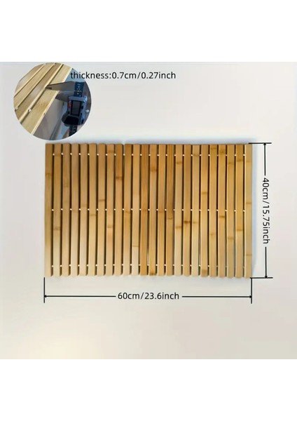 Kaymaz Tabanlı Uzun Ömürlü Bambu Banyo Paspası Halısı - 40 x 61 cm