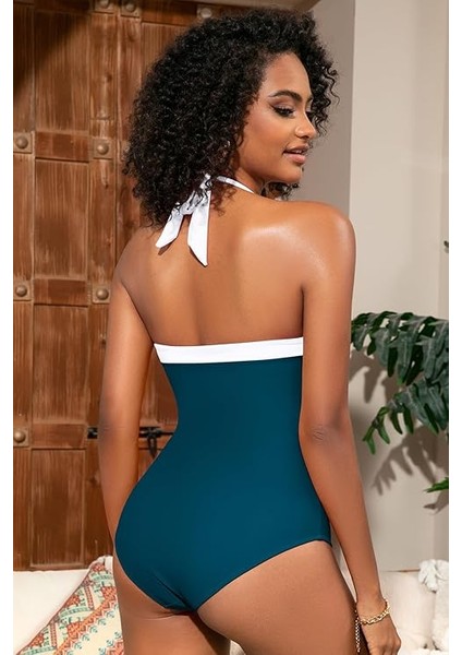 Shekını Karın Kontrolü Tek Parça Mayo Kadınlar Için Retro Halter Mayo Mütevazı Yüzme Kostümü Vintage Mayo Dolgulu Büyük Beden modelleri