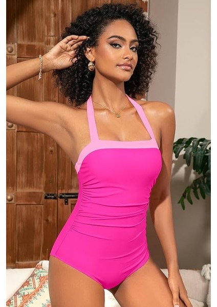 Shekını Karın Kontrolü Tek Parça Mayo Kadınlar Için Retro Halter Mayo Mütevazı Yüzme Kostümü Vintage Mayo Dolgulu Büyük Beden fiyatları