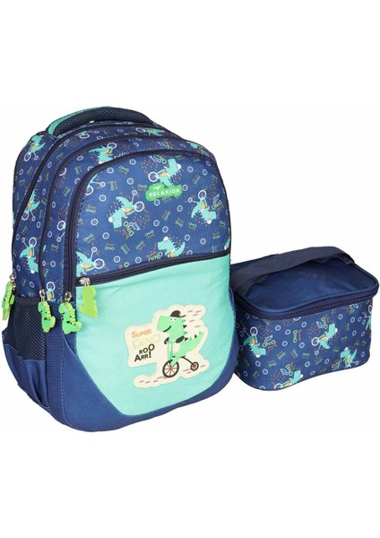 Yeşil Dinazor Ilkokul Çantası Beslenme Çantalı 1350-24