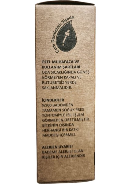 Doğal Soğuk Sıkım Badem Yağı Lezzetseli Yöresel (50 ml)
