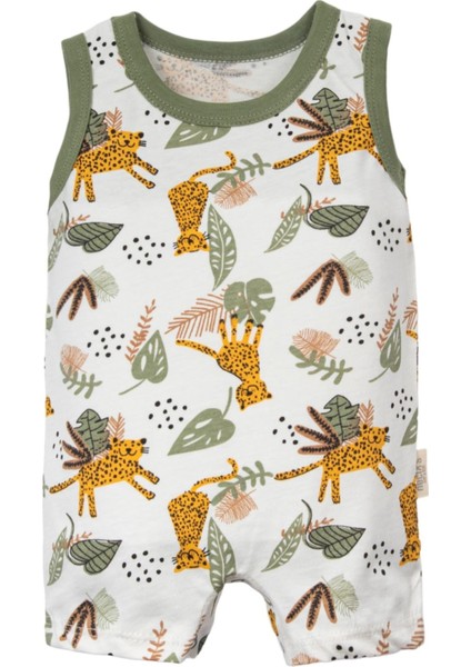 Leopar Askılı Üçlü Kısa Tulum Set