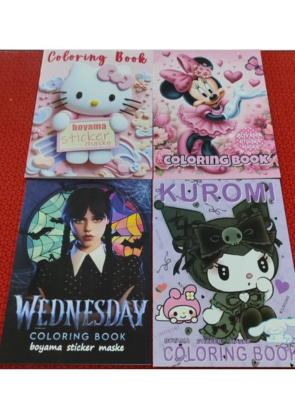 4 Adet Stickerli Boyama Kitabı (*hello Kitty*/minnie/wednesday/kuromi/ Figürlü)