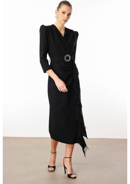 Modailgi Kruvaze Elbise 60002 Siyah