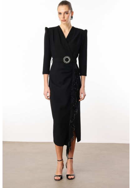 Modailgi Kruvaze Elbise 60002 Siyah indirimleri