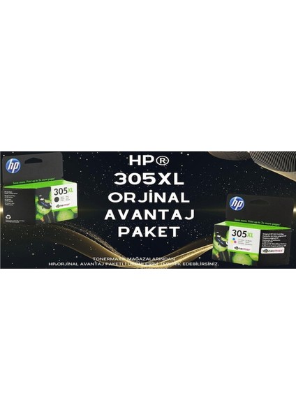 Envy Pro 6452 Kartuş / Hp 305XL Avantaj Paket Siyah ve Renkli Kartuş