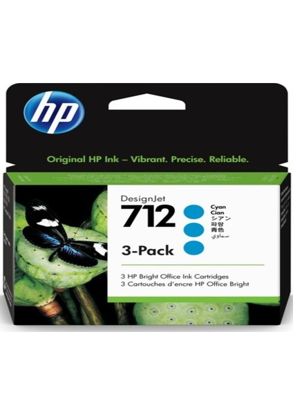 3ED77A (712) Mavi 29 ml 3 Packs Genıs Format Murekkep Kartusu